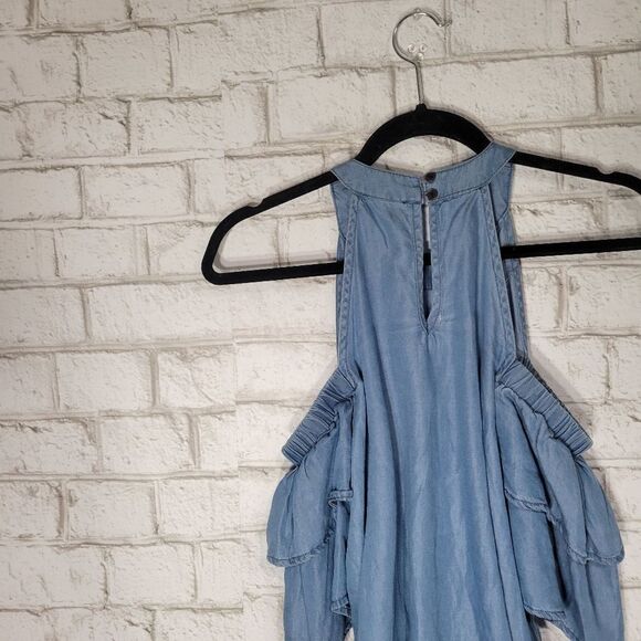 Blue Rain lyocell blue open shoulder top - Picture 10 of 12